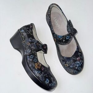 ALLEGRIA $140 Womens 38 Paloma Black Colorful Floral Mary Jane Ell Shoes Bin 5